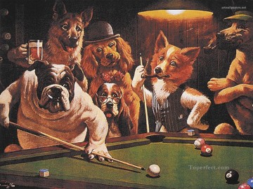 Dogs Playing Snooker Oil Paintings